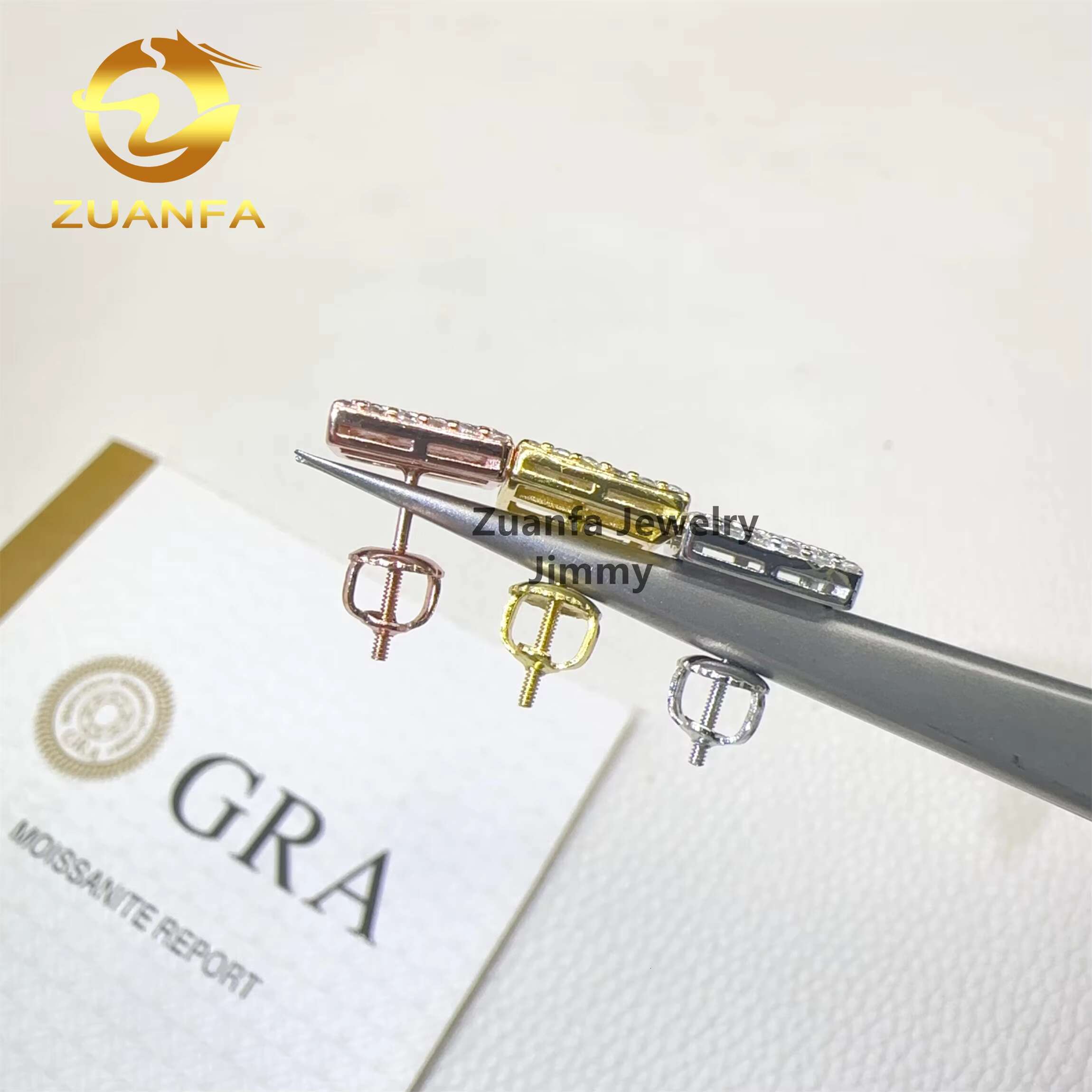 Retail Price New Design in Stock Iced Out Hip Hop Sterling Silver 925 Screw Back Flawless Moissanite Diamond Stud Earrings Men