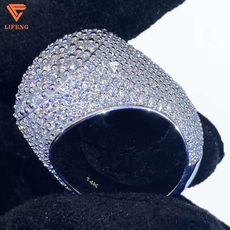 Lifeng Luxury Fully Diamond Ring VVS Moissanite White Gold Oval Shape Wedding Engagement Party Ring Women Made Sterling Silver