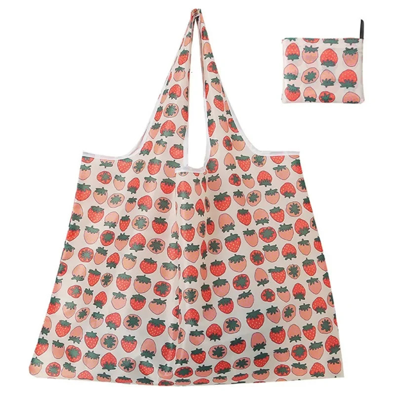 Reusable shopping bags large washable foldable environmentally friendly nylon heavyduty pocket handbags 250408