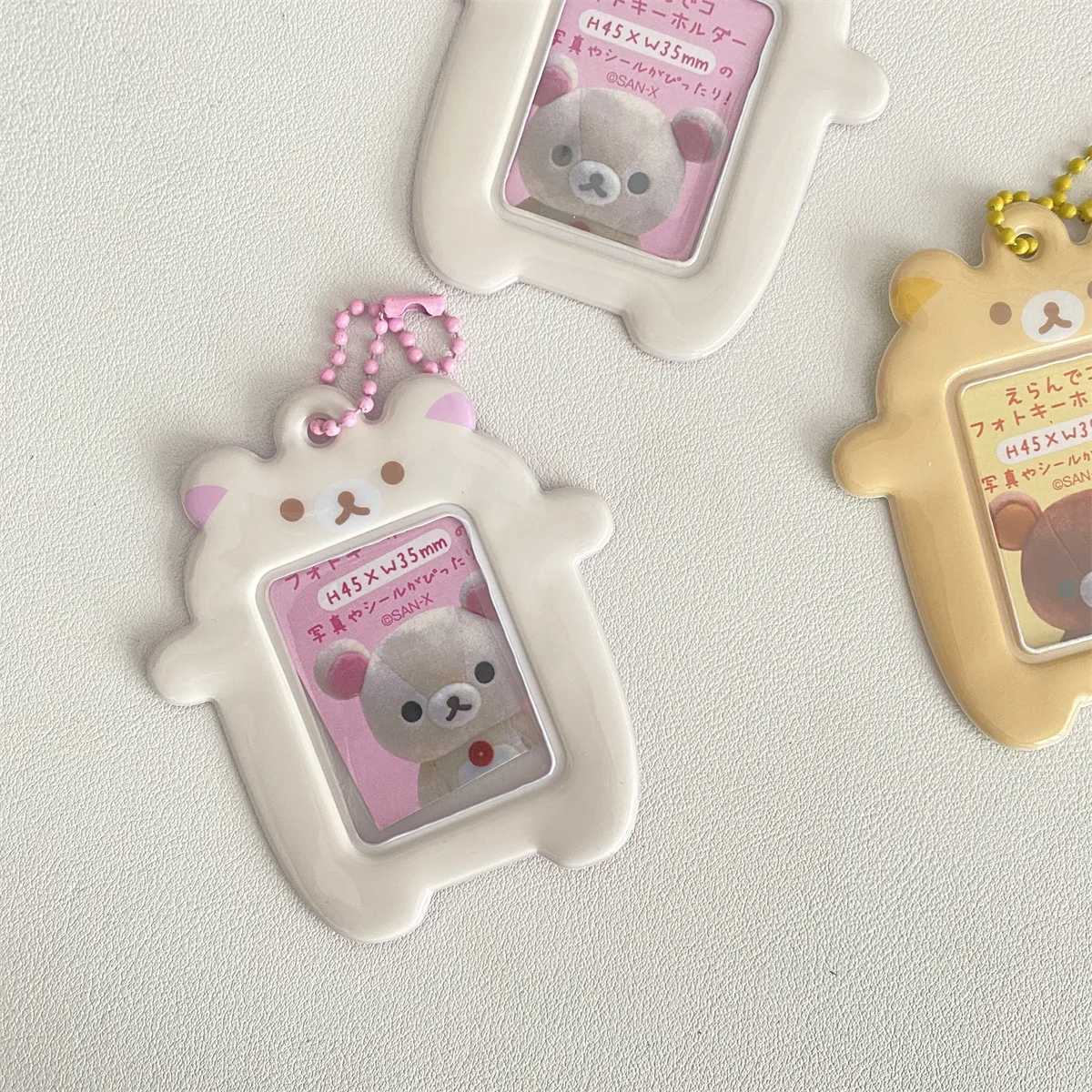 Janese Style Kaii Cartoon Bear Photo Card Holder Cute Bear K-Pop Idol Keychain for 2-inch Photo School Lnse ShellXJ250409