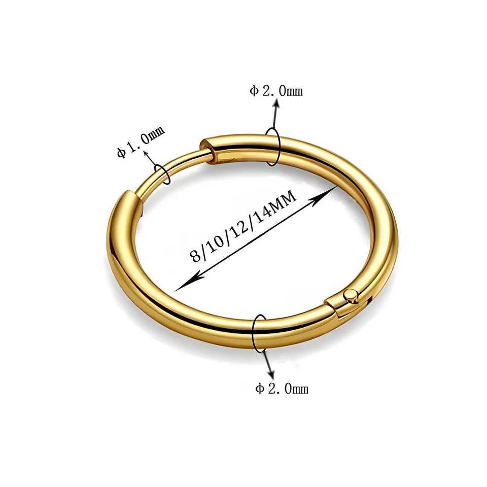 4 pair 8/10/12/14mm Stainless Steel Round Circle Hoop Earrings for Women Tiny Hoops Ear Piercing Loop Ring Z250408