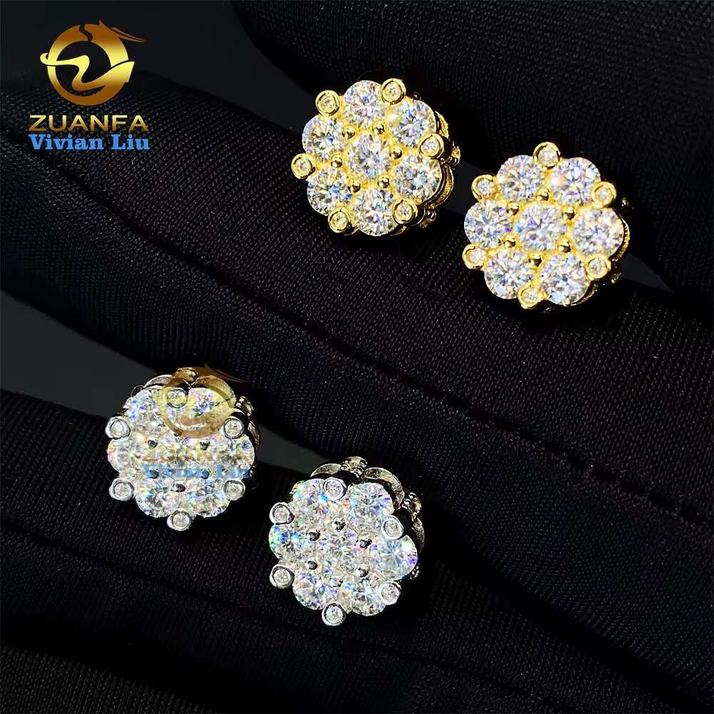 Wholesale Price Shiny 925 Sterling Silver Diamond Fine Jewelry Vvs Moissanite Jewelry Stud Earrings