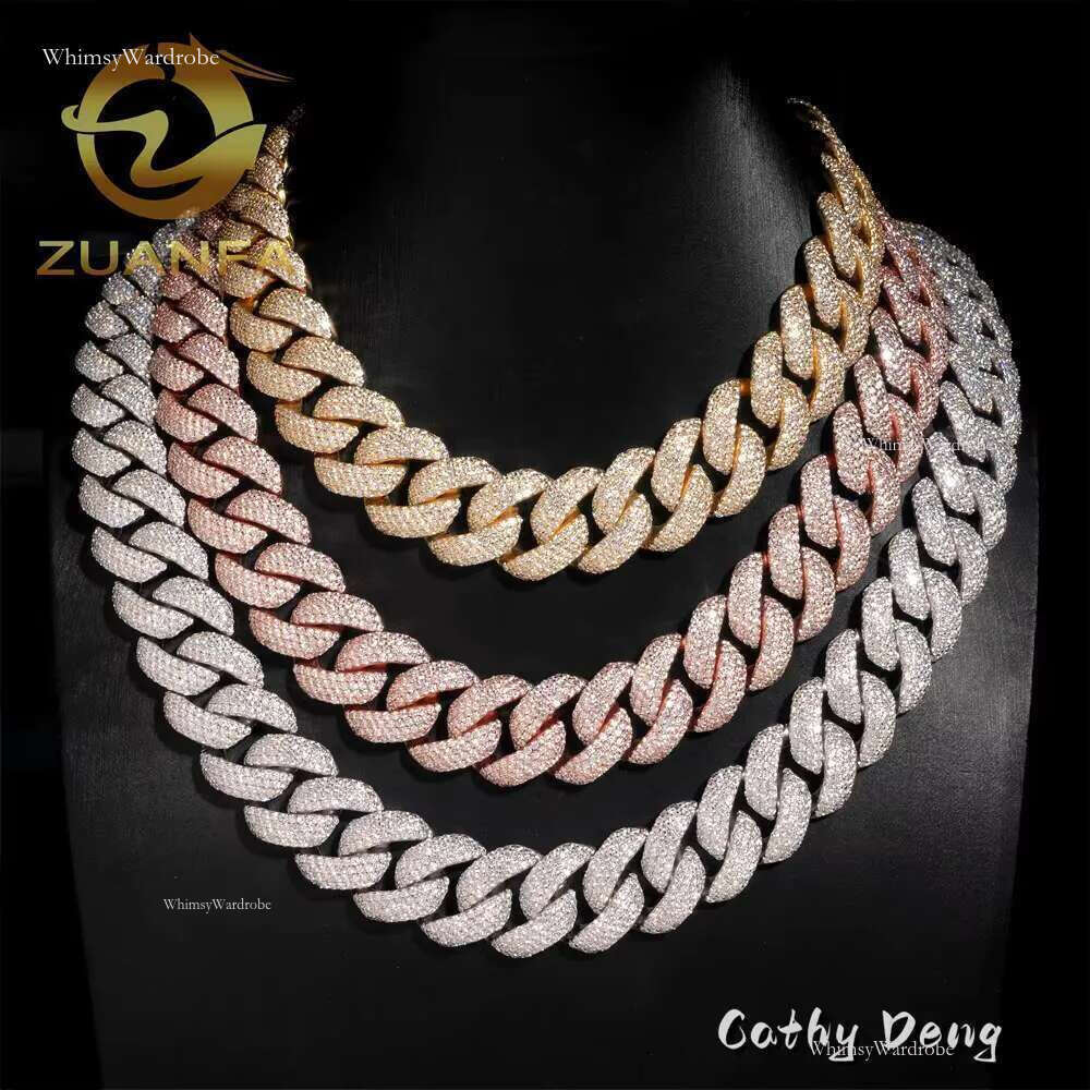 20mm 4rows Iced Out Sier Moissanite k High Quality Hip Hop Jewelry Men Cuban Chain With GRA Certificate