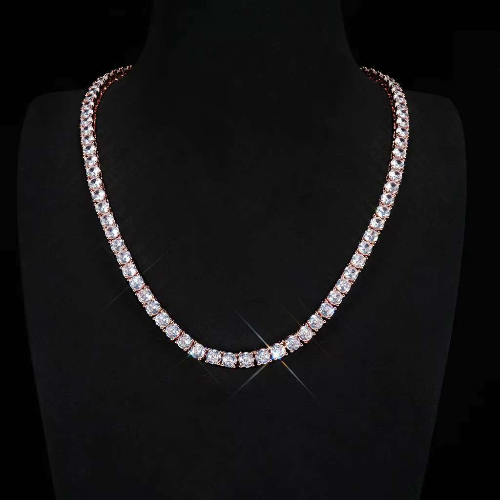 Fashionable Cuban Chain Zirconia Gold Necklace 14mm Iced prong cuban chain