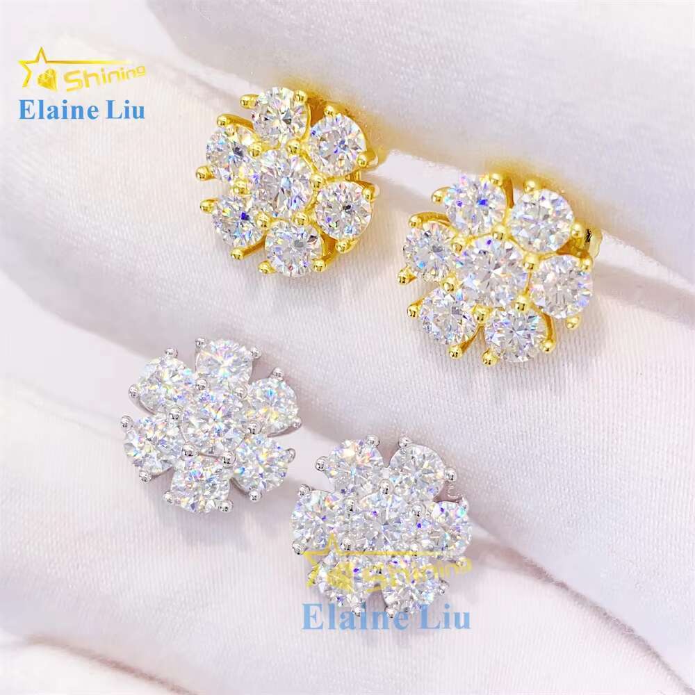 Pass Diamond Tester High Quality 925 Sterling Silver Women Hot Selling Fashion Jewelry Vvs Moissanite Stud Earrings