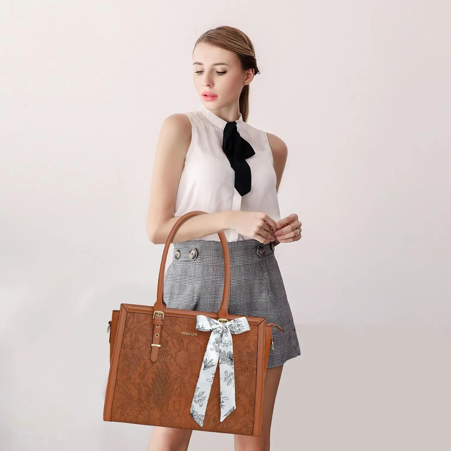 MOSISO 156 173 inch Womens Bag Large Capacity Waterproof PU Leather Tote Bag for Laptop Shoulder Bag Bussiness Office 251105