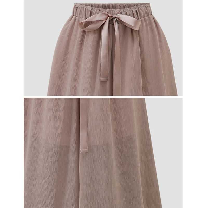 Summer thin womens wide leg pants fashionable loose ankle length pants black green red Asian sizes M-5XL 6XL 7XLXJ250403