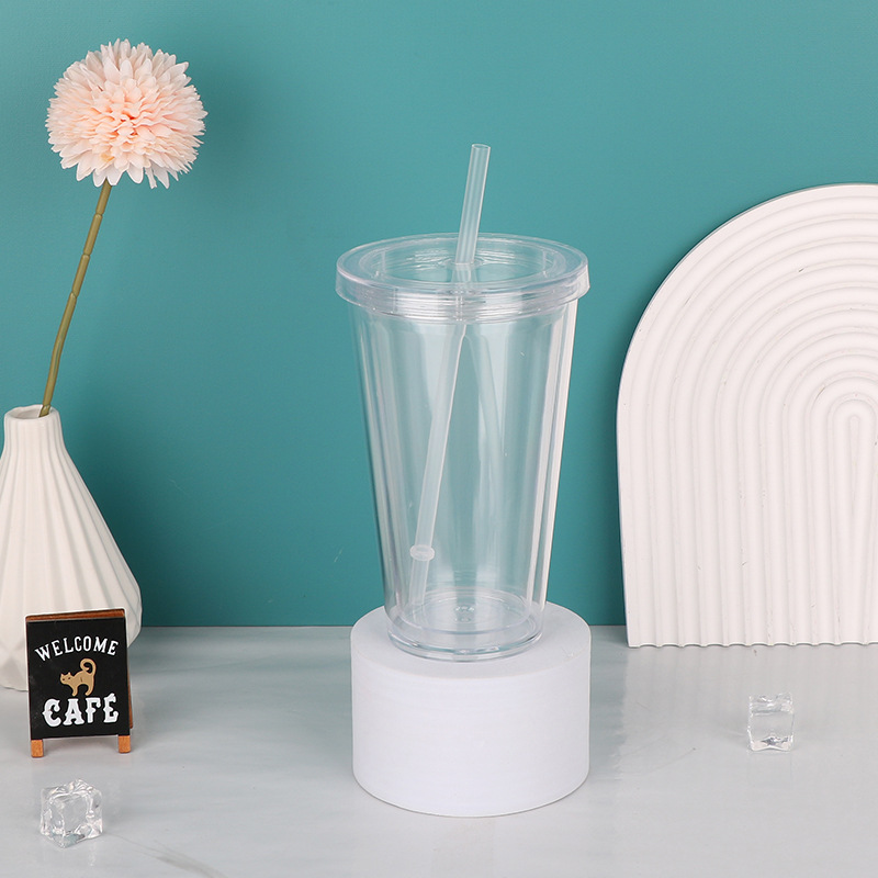12oz 16oz 24oz snow globe acrylic tumblers double walled pre-drilled plastic cups with lid straw DIY clear drinking beverage cup customize logo
