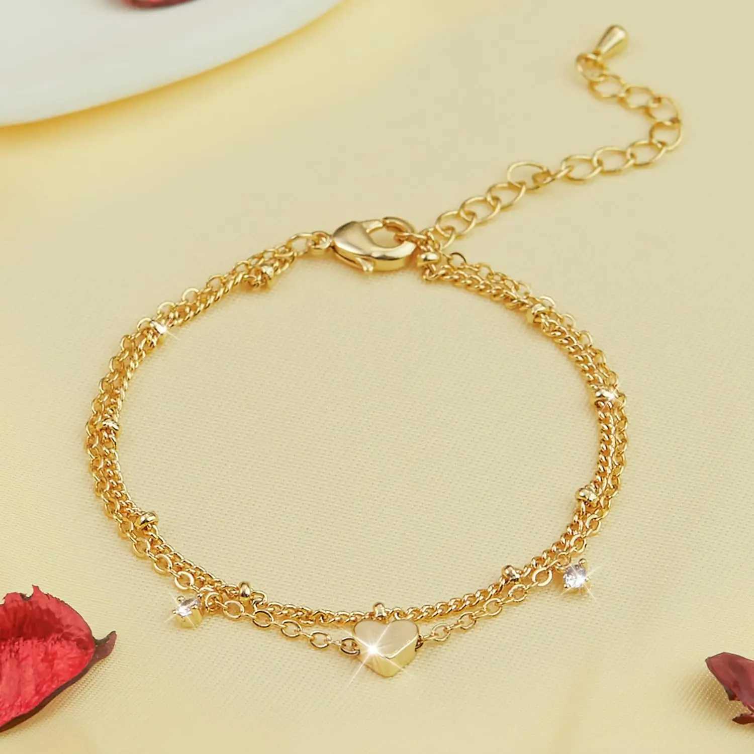 925 Sliver Plated CZ Anklet Bracelets for Women Girl Trendy New Waterproof Heart Charm Dainty Layer Chain Anklets Jewelry Gifts Z250408