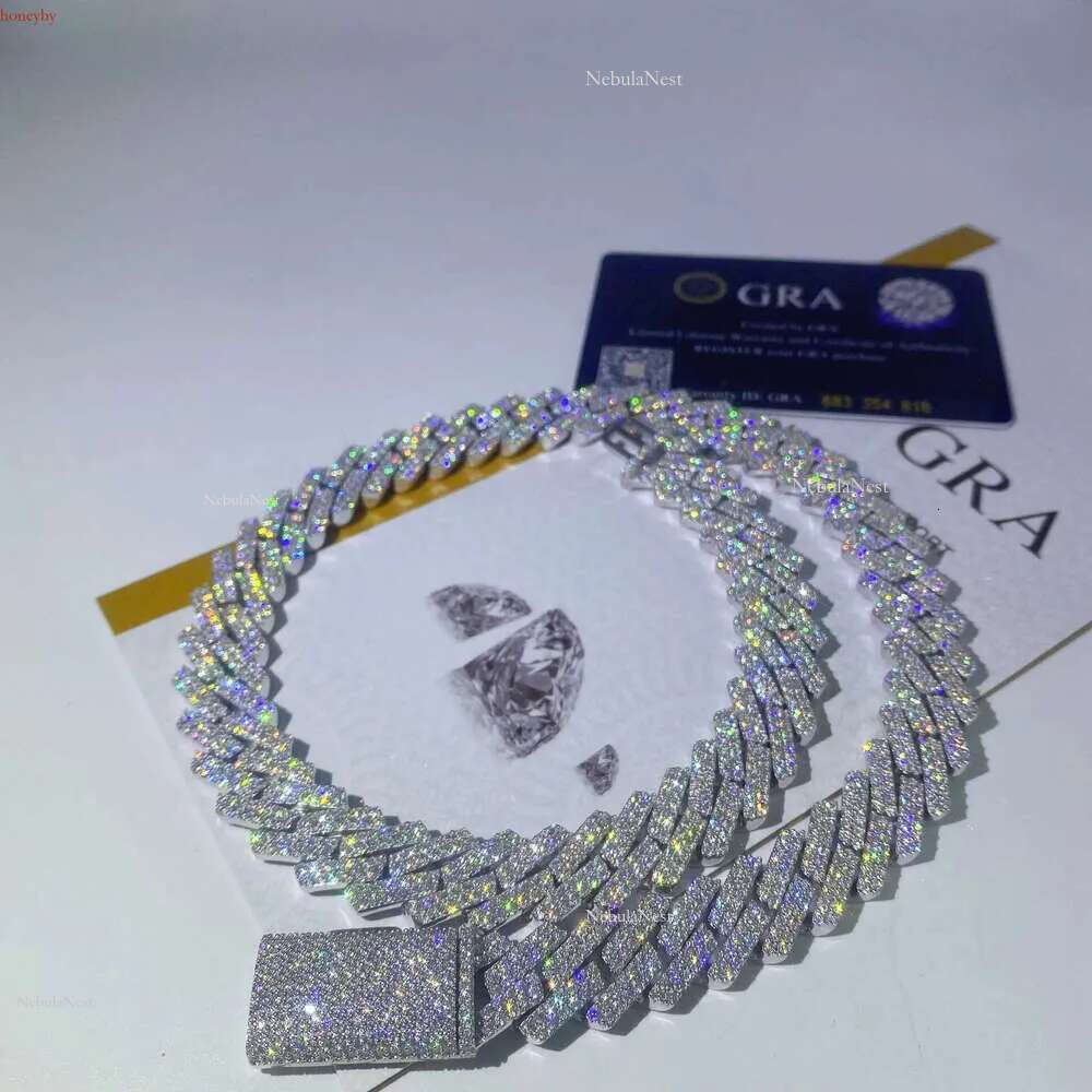 Chain Cuban Necklace Vvs Jewelry Custom Designer K Moissanite Iced Out Sterg Sier Pass Dia Test Hip Hop Chains For Men Jewelery S 7B80