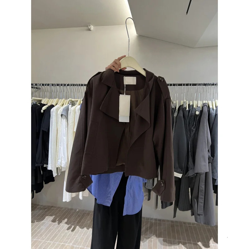 SpringAutumn Trench Coat Womens Elegant and Unique Full Match Windproof Jacket Casual 250409