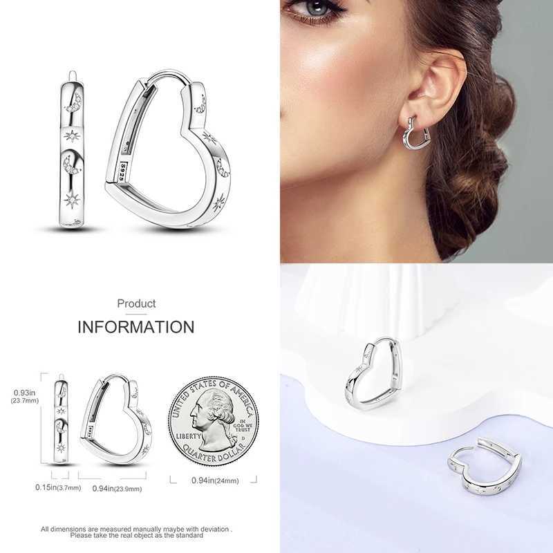 925 Sterling Silver Hoops Cycle Moon Shining Cubic Zircon Piercing Studs Earrings Fine Engagement Jewelry For Women Gifts Z250408