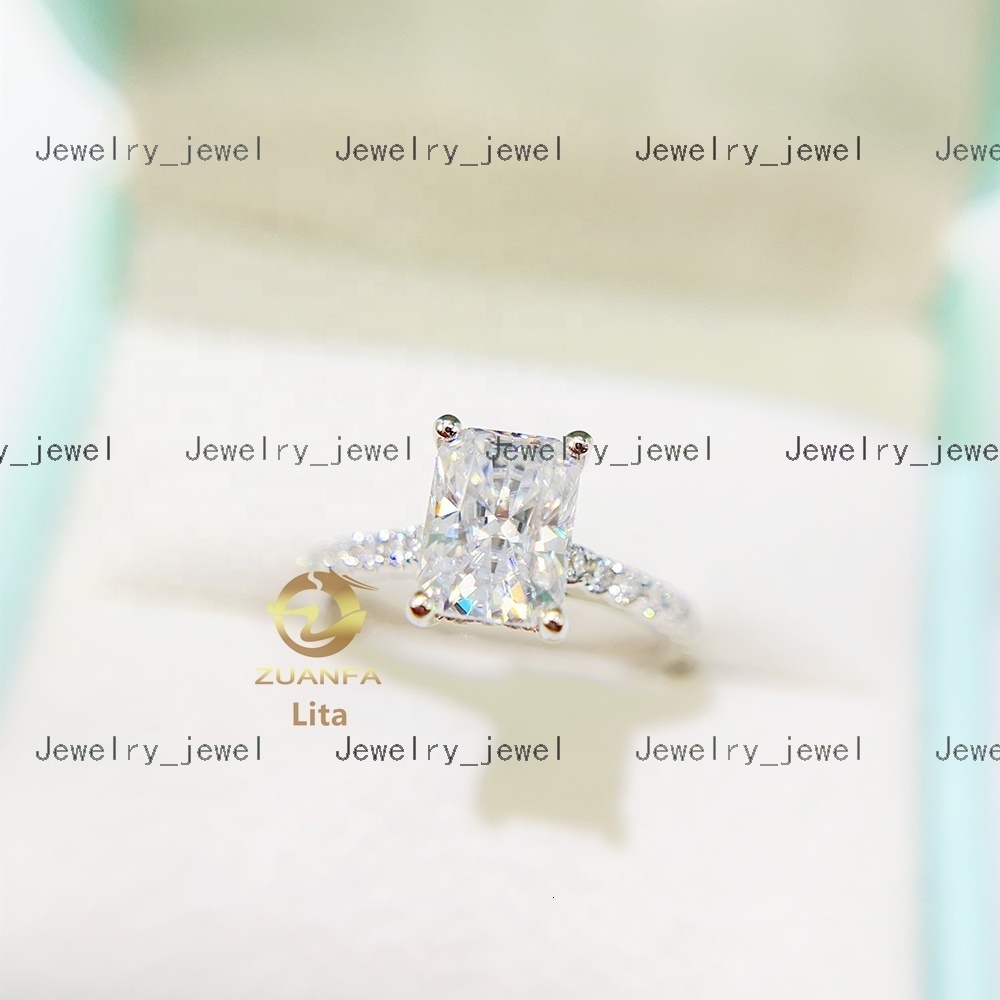Pass Diamond Tester Top Quality GRA 2ct Radiant Cut 14k Gold Vvs1 Moissanite Diamond Engagement Ring