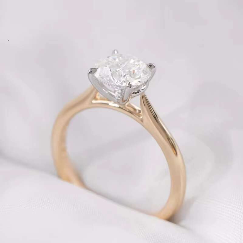 Customized High Jewelry 2ct Moissanite With GRA Certificate Gold Ring Classic 4 Claws 18k Yellow Gold Wedding Ring