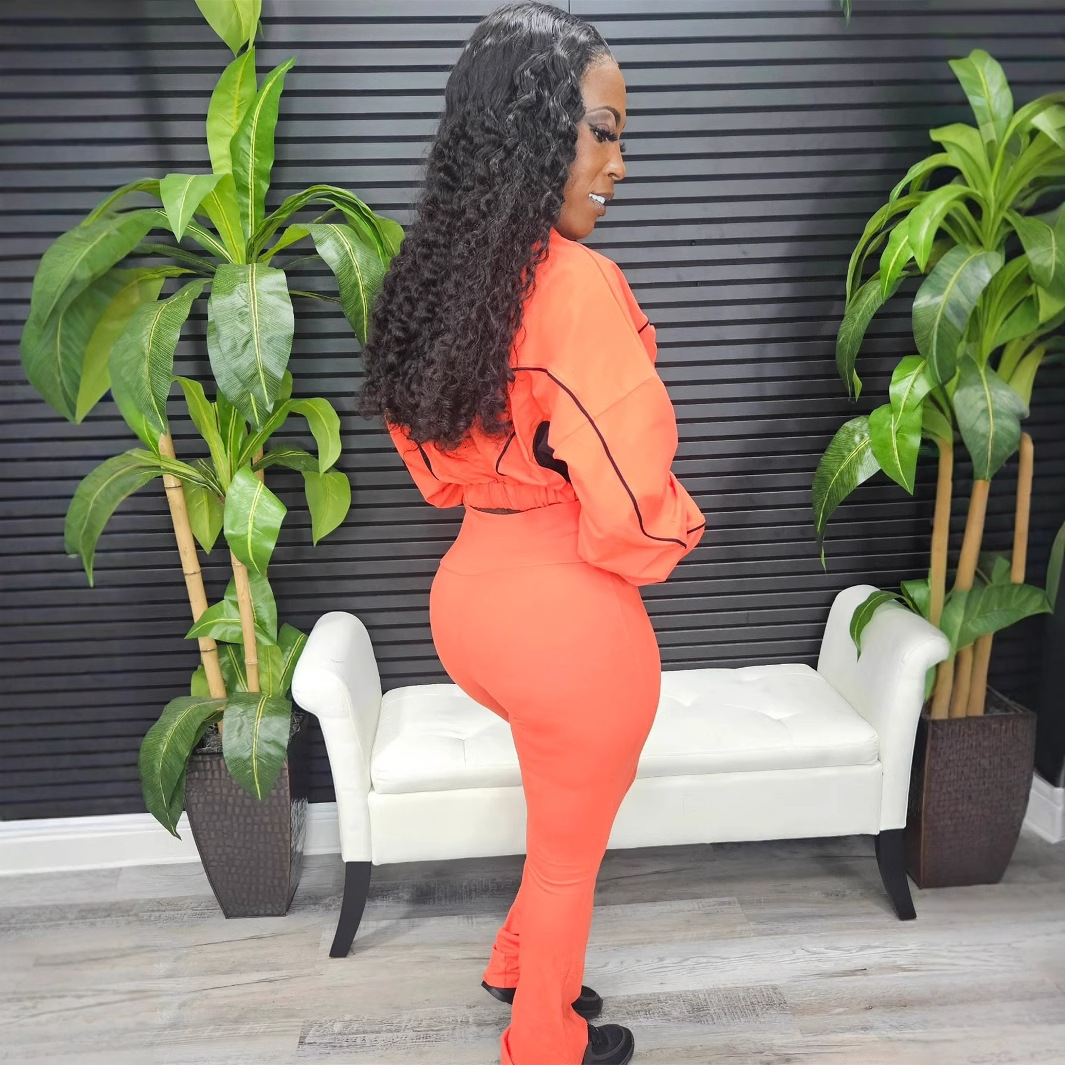 2025S Designer Women S Set Summer New Women S Fashion Street Casual Long Sleeved Top Sexy Hip Hugging Pants Set