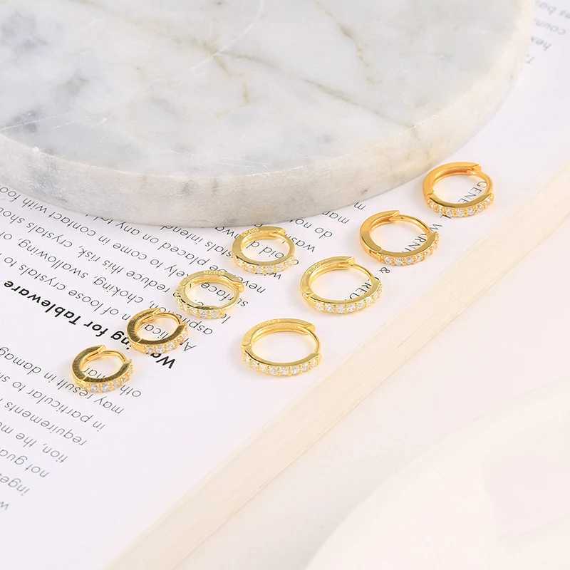 2PCS Stainless Steel Minimal Crystal Zirconia Hoop Earrings Gold Silver Color Small Huggie Cartilage Earring Piercing Jewelry Z250408