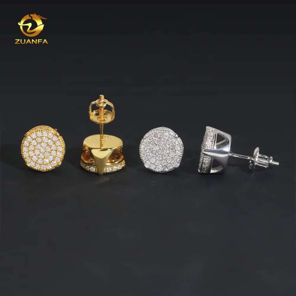 Ready to Ship Top Quality Moissanite Diamond Hip Hop Mens 925 Silver Stud Earrings