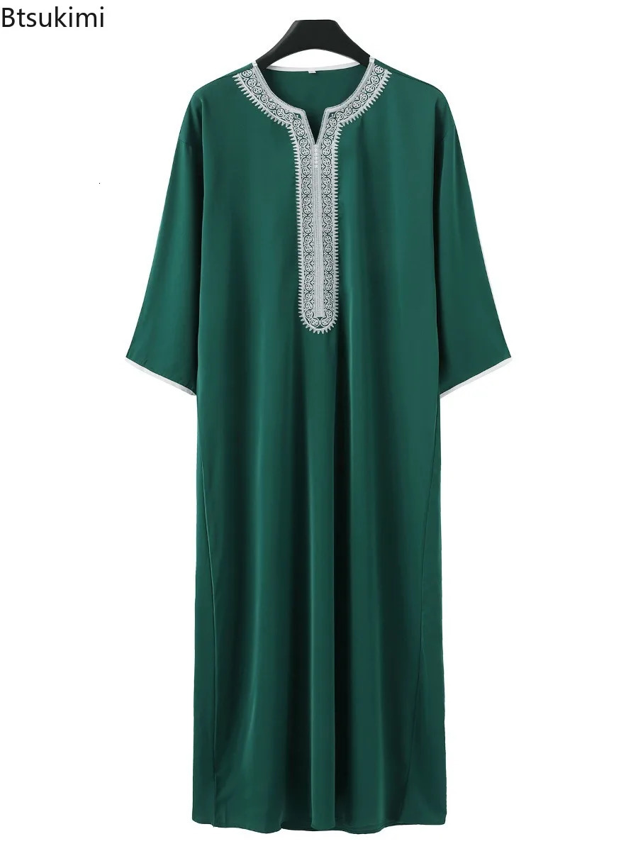 Muslim Fashion Abayas Mens Patchwork ed Long Dress Saudi Arabia Kaftan Male Jubba Thobe Islamic Morocco Abaya 250409