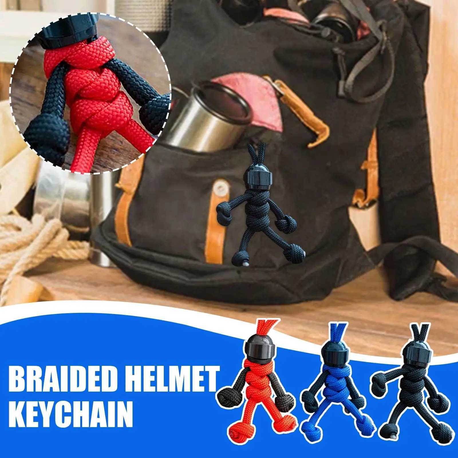 Handmade building block keychain bicycle helmet pendant bag rope woven keychain Paracord backpack doll suspension Bud Pendan I8N5XJ250409