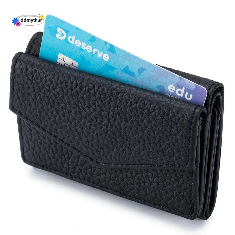 Genuine Leather Clutch Short Wallet Bags Cowhide Small Hand Coin Purse Card Holder Key Lipstick Storage Pouch Case For Men Women ddmythur
