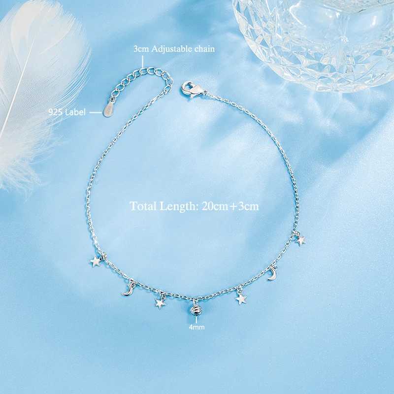 New Bohemia Round Ball Star Moon Pendant Anklets Women 925 Sterling Silver Sexy Fashion Jewelry Beach Foot Chain Bracelet Gift Z250408
