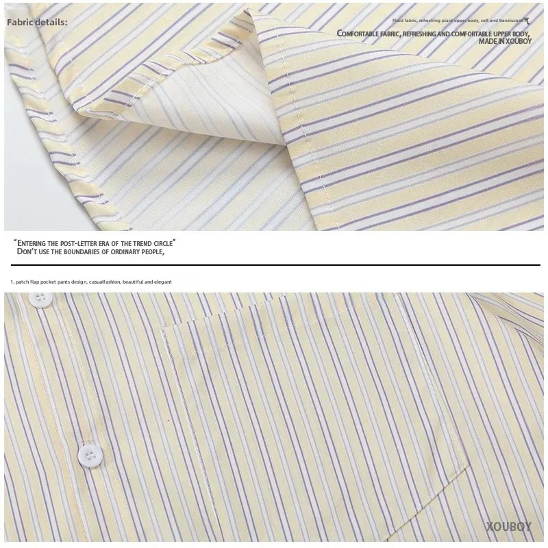 YPRSmens Wear Harajuku style striped full printed short sleeved shirt a fashionable with loose fit suitable for men and womens summer shirts 250408