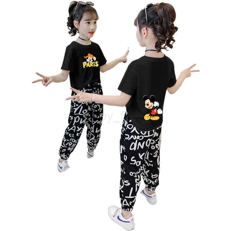Disney Girls Summer Set 2025 New Two piece Nine piece Pants Korean Edition Western Girls Summer Set Short Sleeve Fashion SetXJ250409