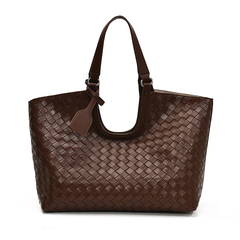 new Cross-border Style High-end Niche Woven Large-capacity Tote Bucket Bag Fashionable Retro Single-shoulder Handbag