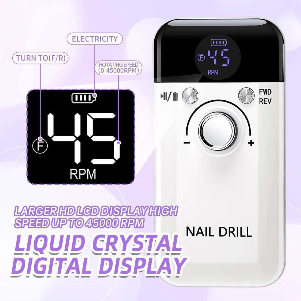 45000RPM Rechargeable Electric Drill hine Professional Drills for Gel Nails Polish Portable Nail File Manicure Tool