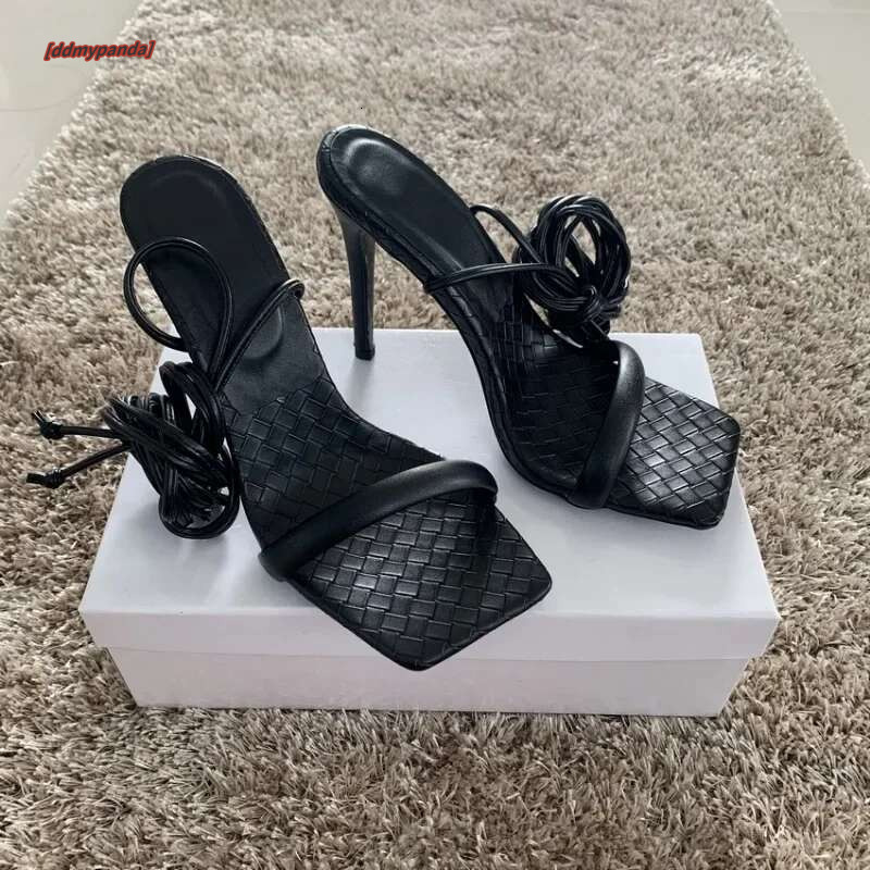 Summer White Black Lace-Up Woman Sandals Leather High Sexy Party Stilettos or Thin Heels Women's Shoes Plus Size ddmypanda
