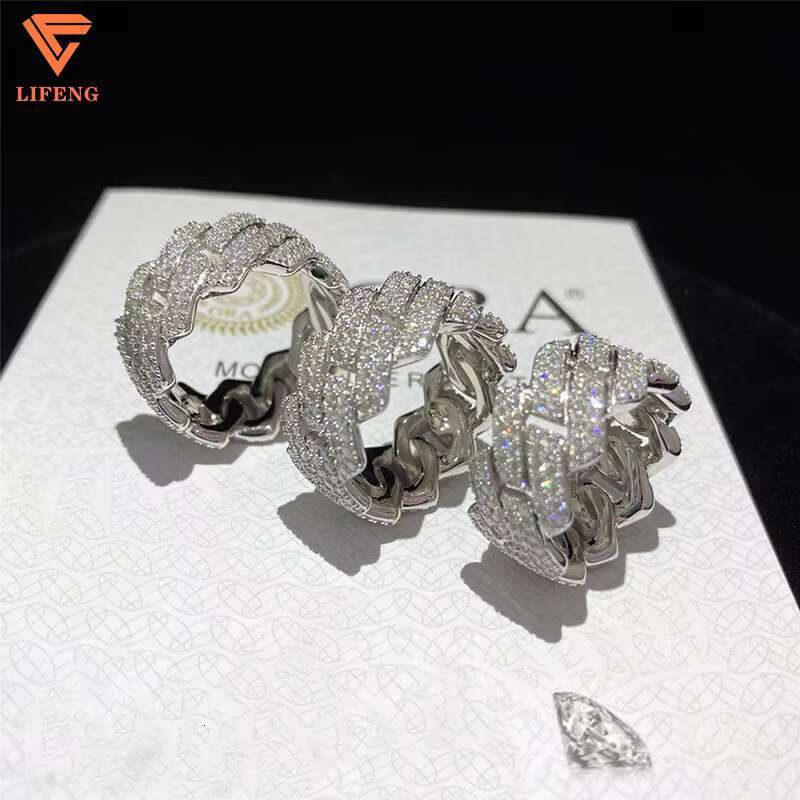 Custom Fashion Design Cuban Ring VVS Moissanite 925 Sterling Silver Hip Hop Ice Out White Gold Jewelry Gift for Men