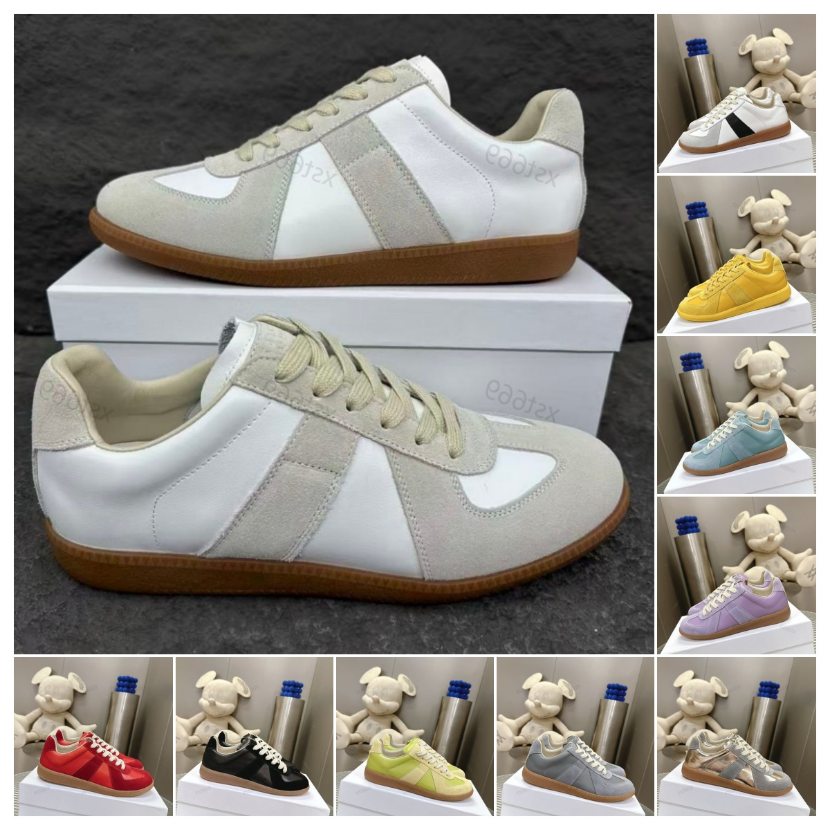erman Army Trainer gats gat Maison sneakers shoes MM6 White Grey Gum Painter Black Nude Nutmeg Brown Paint mens womans men women