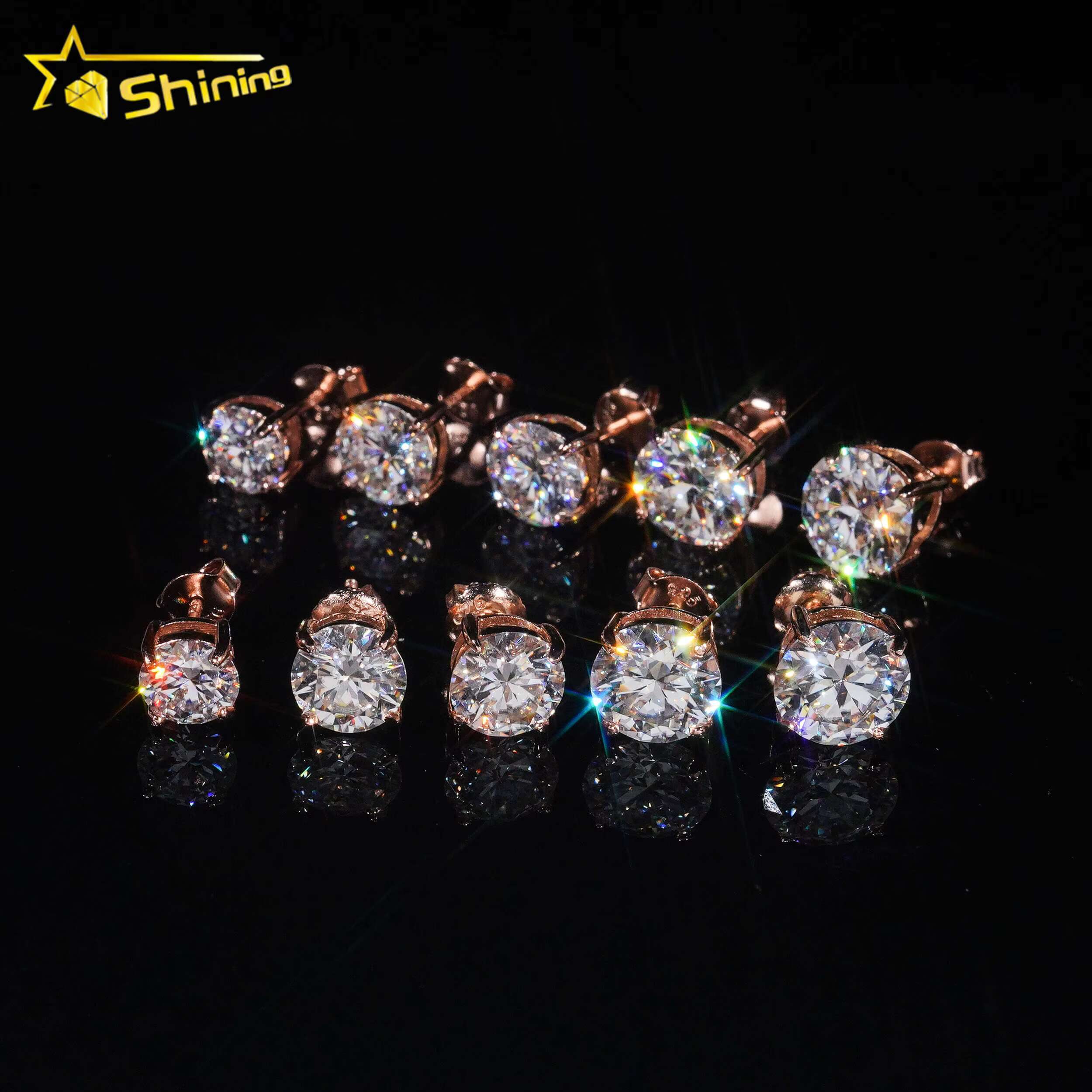 High Quality 925 Silver D VVS1 Round Brilliant Cut Moissanite Earrings Fine Jewelry Women Studs Ear Daily Wear