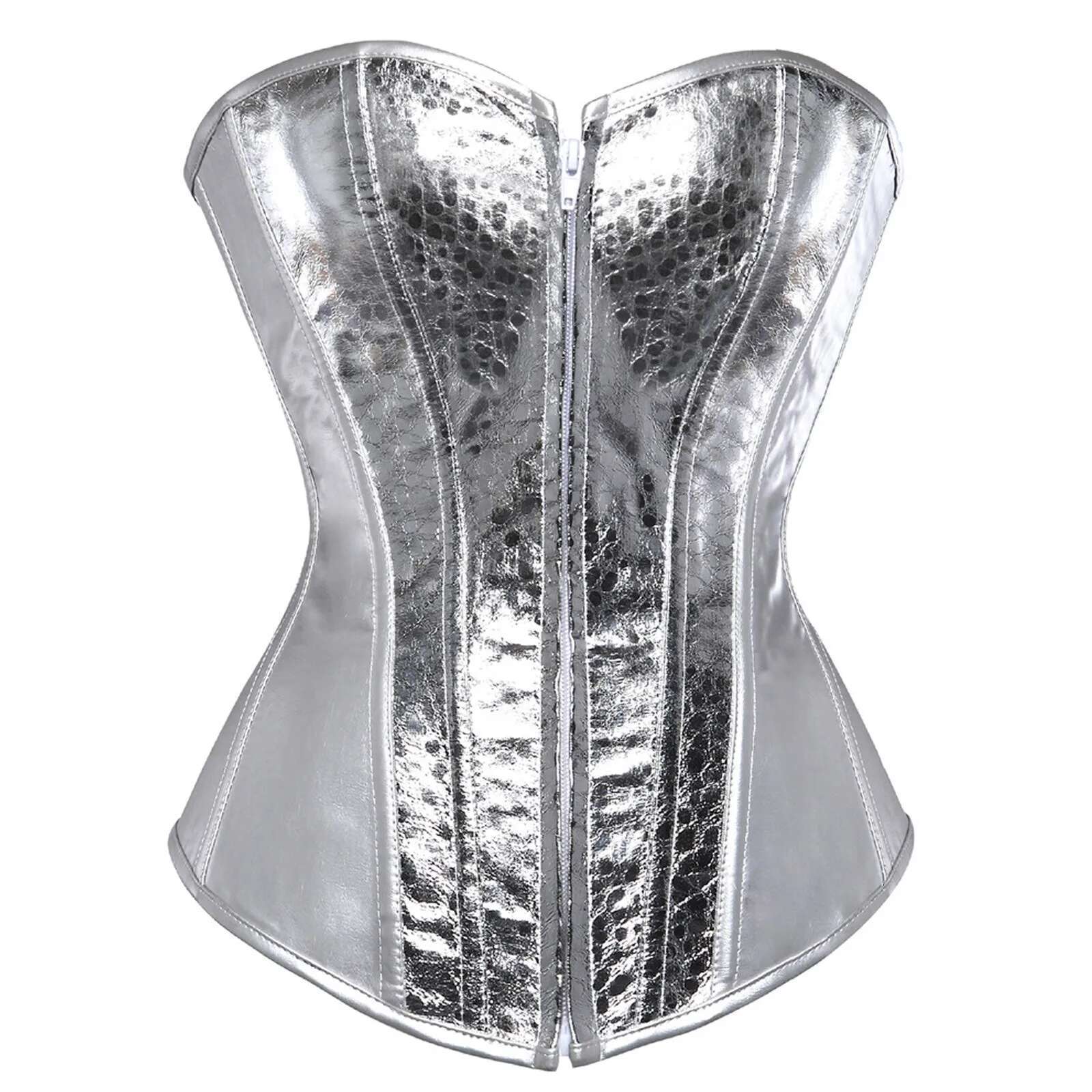 Dongdumaoyi Vsstiar Sier Gold Bright PU Corset For Women Off Shoulder Bodycon Tanks Top Sexy Strapless Party Clubwear Bustier Tops Women S Tight Under