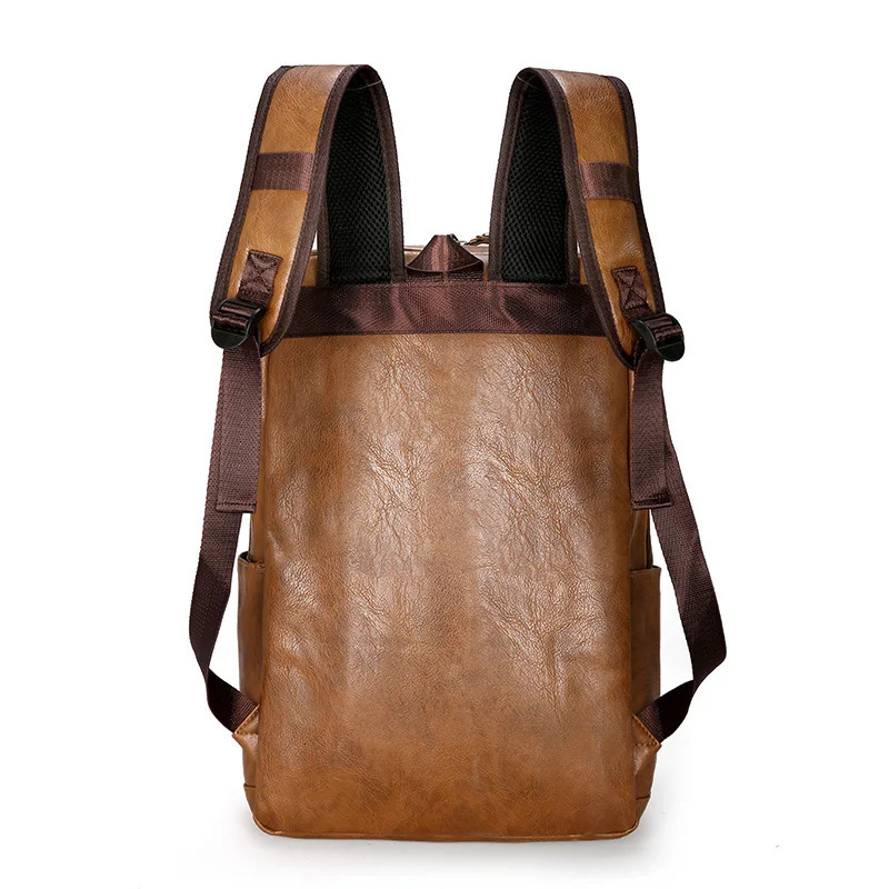 Men Backpack PU Leather Bagpack Large Laptop Backpacks Male Mochilas Casual Schoolbag For Teenagers Boys High Quality Rucksack 250407