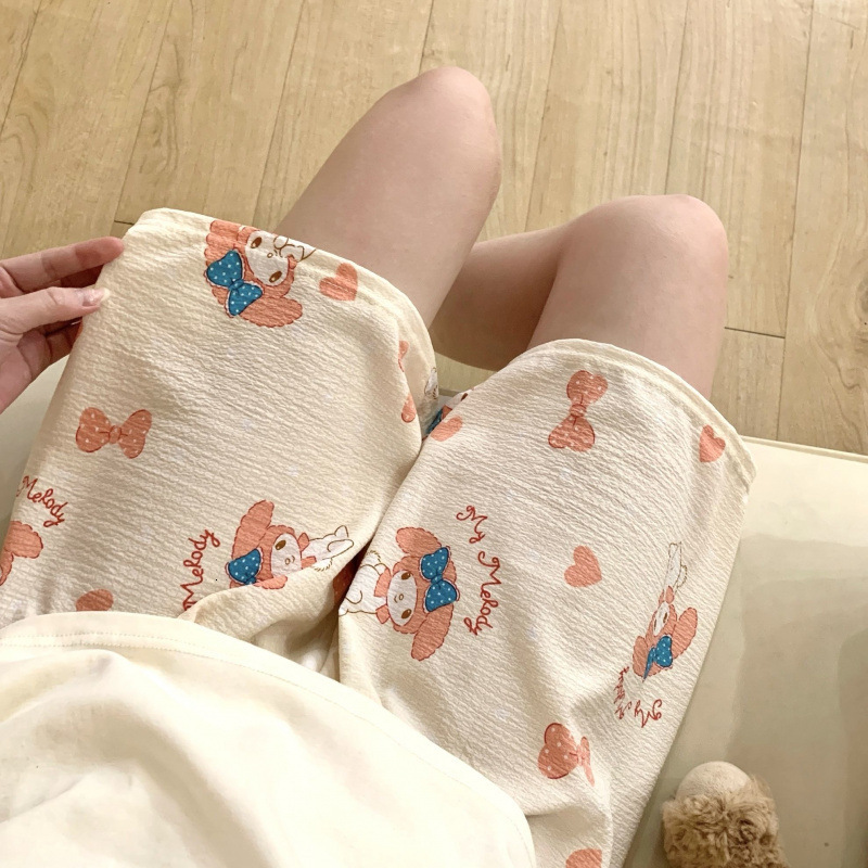 2025 New Designer Shorts Summer Thin Girls Sleeping Loose Casual Cropped Pants, New Printed Cartoon Home Cute Internet Celebrity Shorts