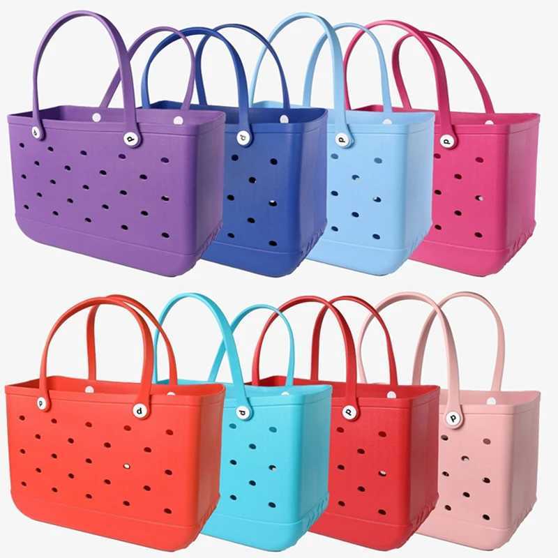Fashion Beach Bag Rubber Waterproof Basket Large Capacity Summer Storage Shoulder Handbag Kid Beach Bogg Bag