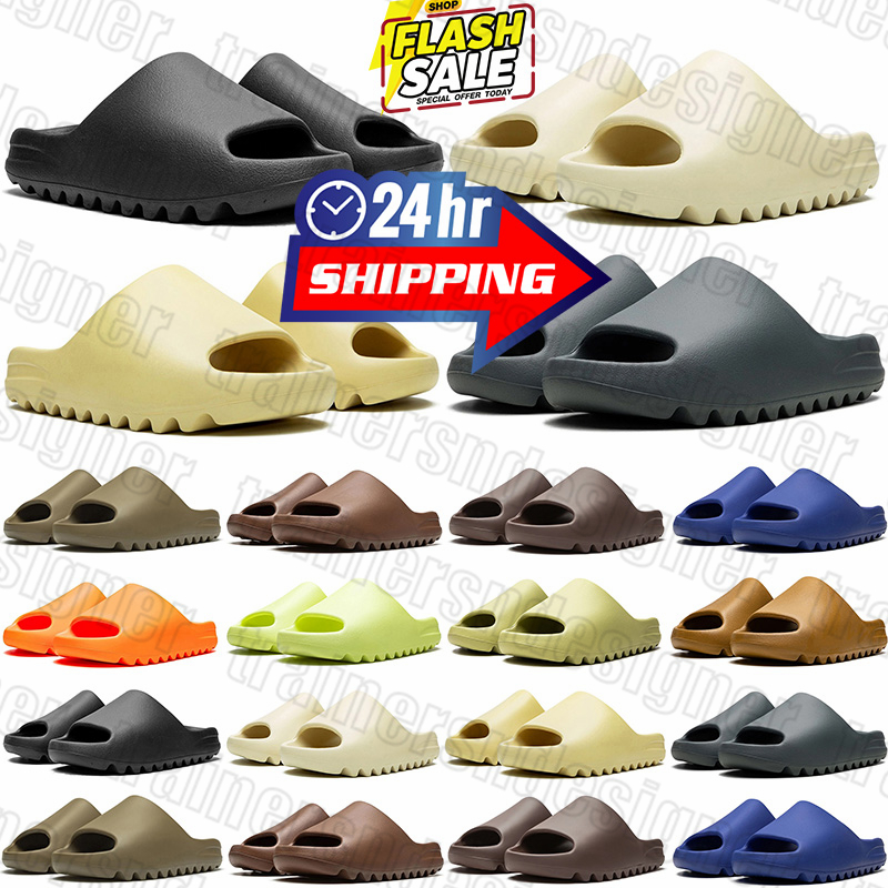 with box slides free shipping designer slide flat platform men women sandals slippers black onyx bone azure grey orange flax outdoor casual shoe trainers sneakers