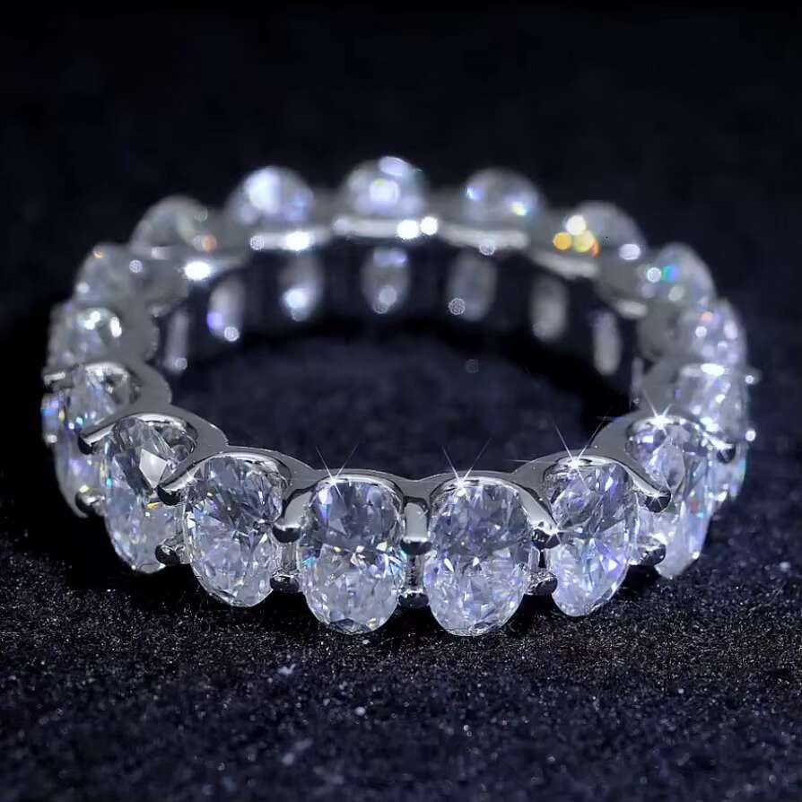 Oval Shape Diamond 925 Sterling Silver With Vvs Moissanite Hip Hop Ring Moissanite Jewelry Moissanite Iced Out Ring