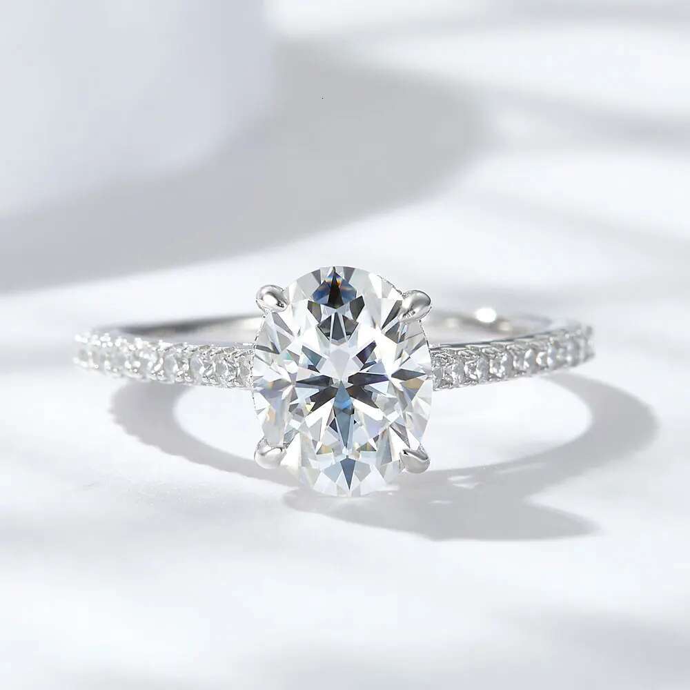 1/2/3ct D Color Oval Cut Moissanite Ring S925 Sterling Sliver Plated 18k White Gold Wedding Engagement Rings For Women