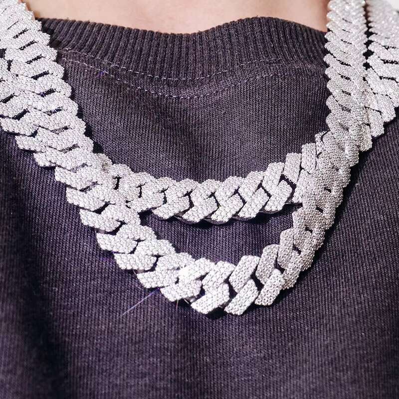 Moissanite Diamond Miami Cuban Link Chain 6~15mm White Gold Real 14K Rose Gold Necklace Bracelet 925 Silver Plated