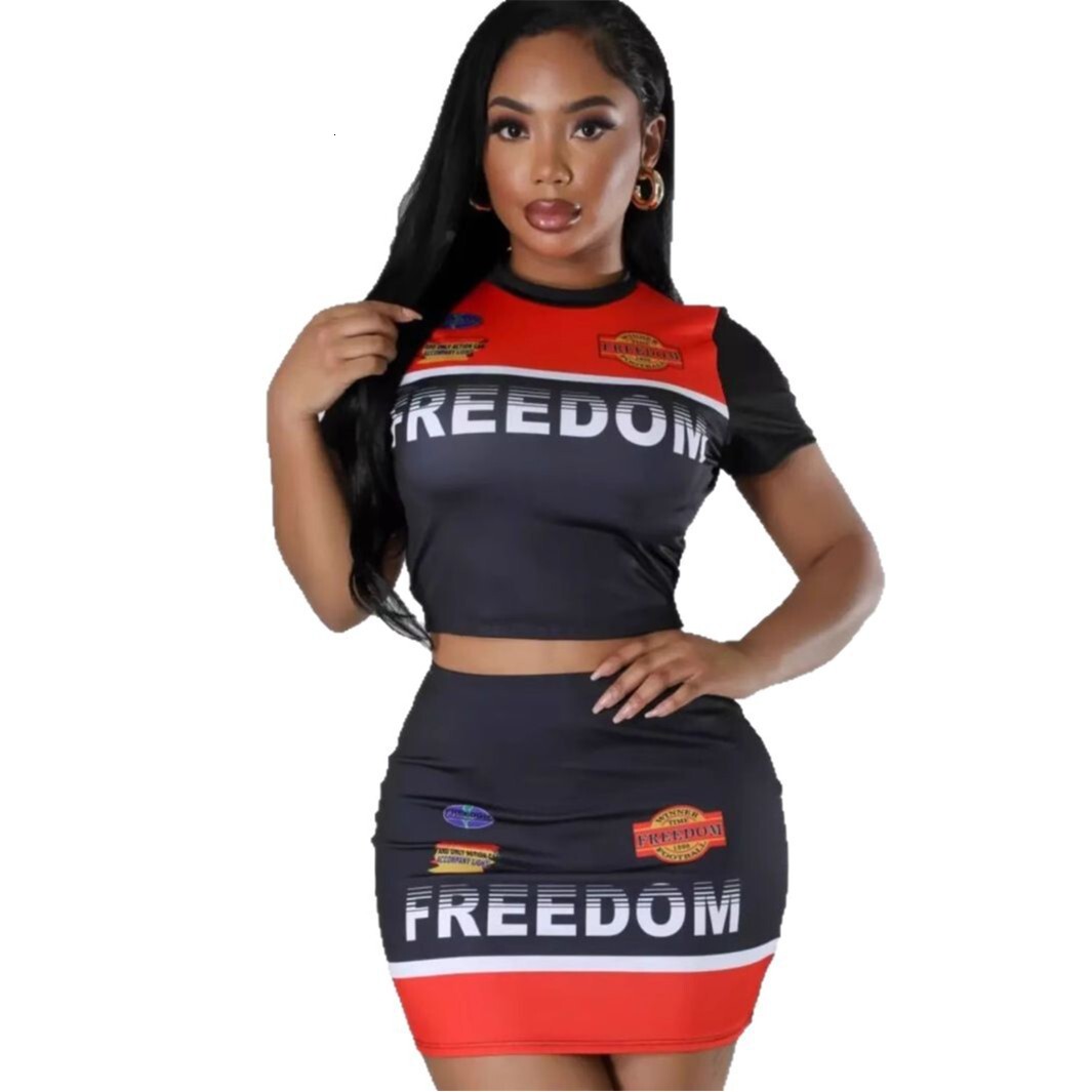2025S Designer Women S Set Women S New Fashion Letter Printed Round Neck Top Sexy Hip Hugging Skirt Set For Women