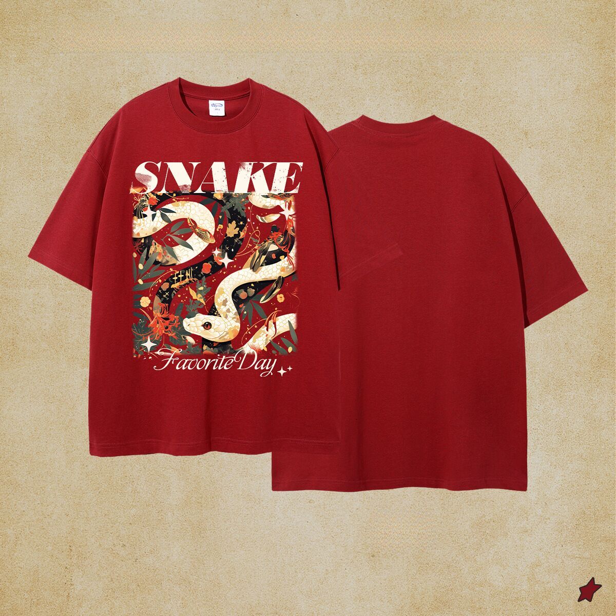 Chain Wear | 2025 Snake Year Printed Men's Short sleeved Loose, Casual, Festive American Trendy Brand T-shirt for Men