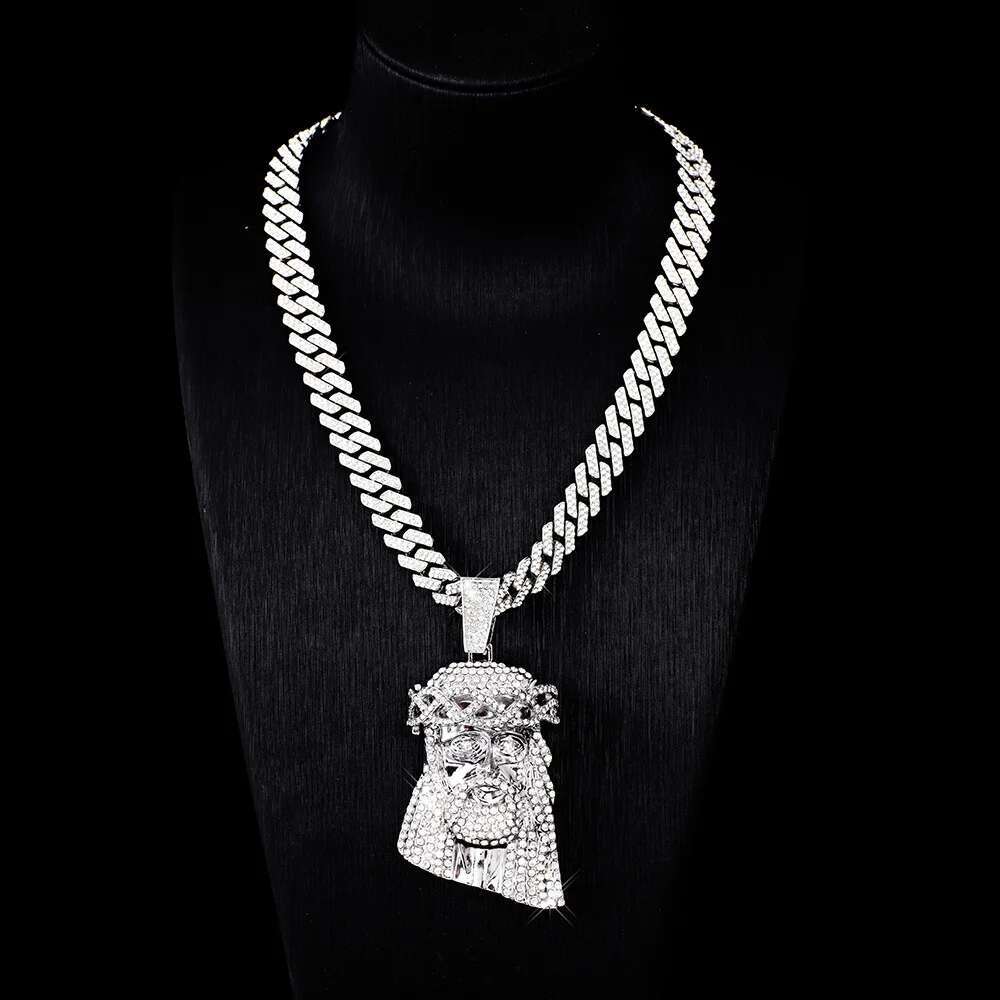 1pc Jesus Pendant Necklace With Cuban Chain hip hop chain Ideal Gift For Men And Women