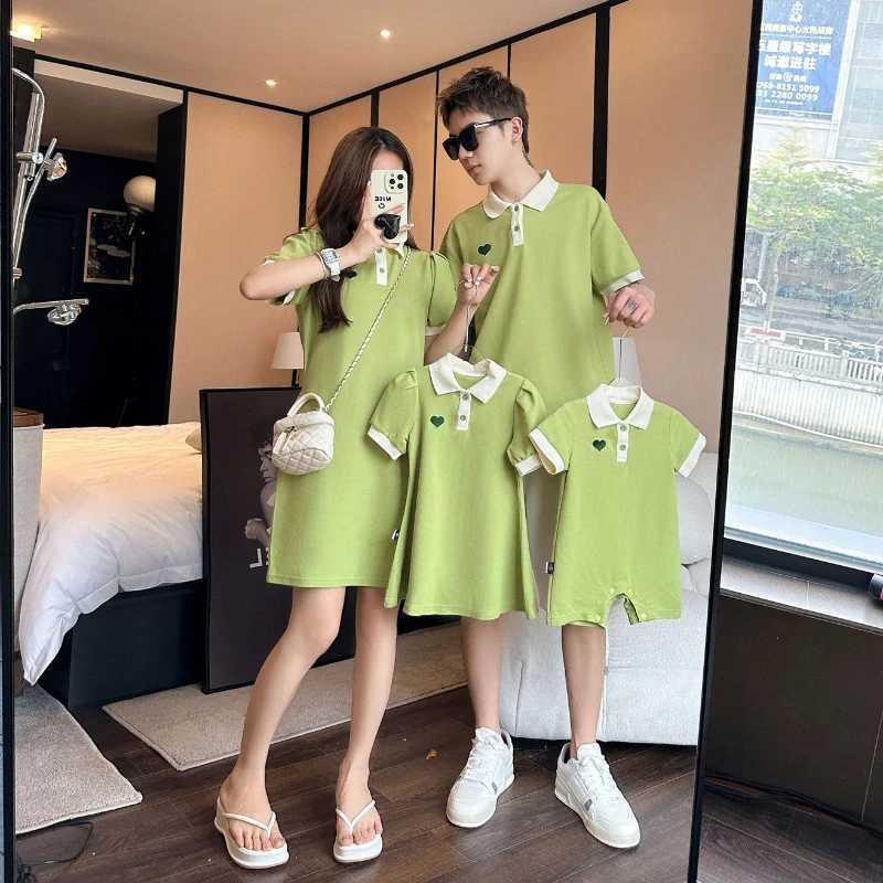 Mother Outfit Baby Girl Matching Dress Dad Son Shirt 2025 and Daughter New Parent Child Matching Clothing for All The Family S2548