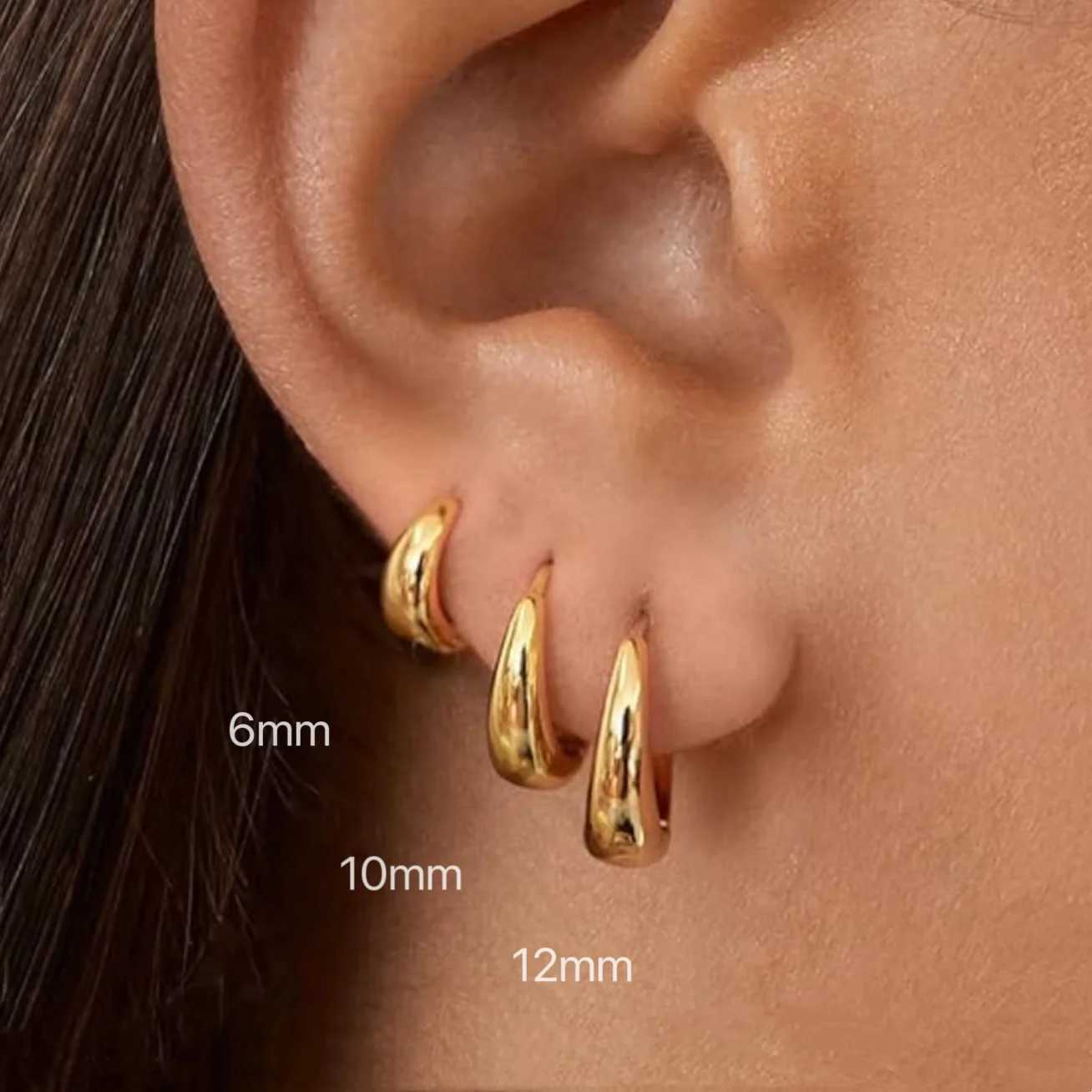 Stainless Steel 1 Pair Minimalist Huggie Hoop Earrings For Women Gold Color Tiny Round Circle 6/10/12mm Punk Unisex Rock Earring Z250408