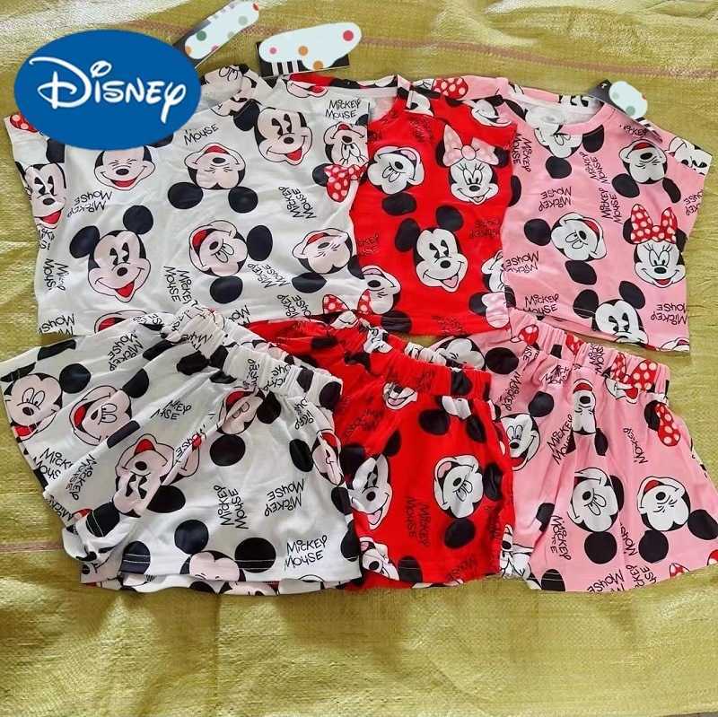 Disney Boys and Girls Full Print Mickey Short Sleeve Set 2024 Summer Korean Edition New Fashionable Two piece Set for Boys and Girls BabyXJ250409