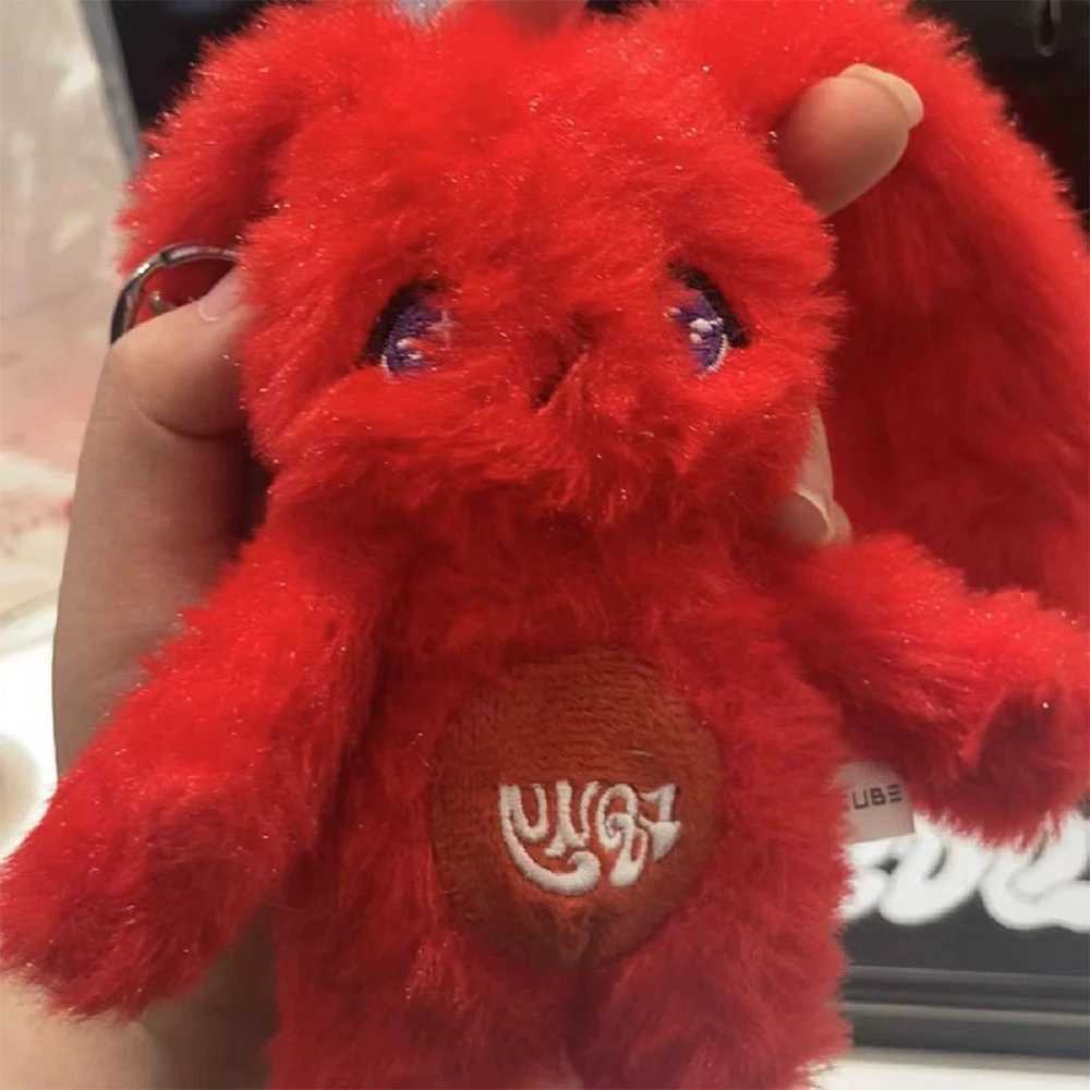 Kpop YuQi Doll Keychain 15CM Cartoon Red Rabbit Plush Doll Bag Pendant Keyring Filled with PP Cotton Soft Short Plush Toy Fan GiftXJ250409