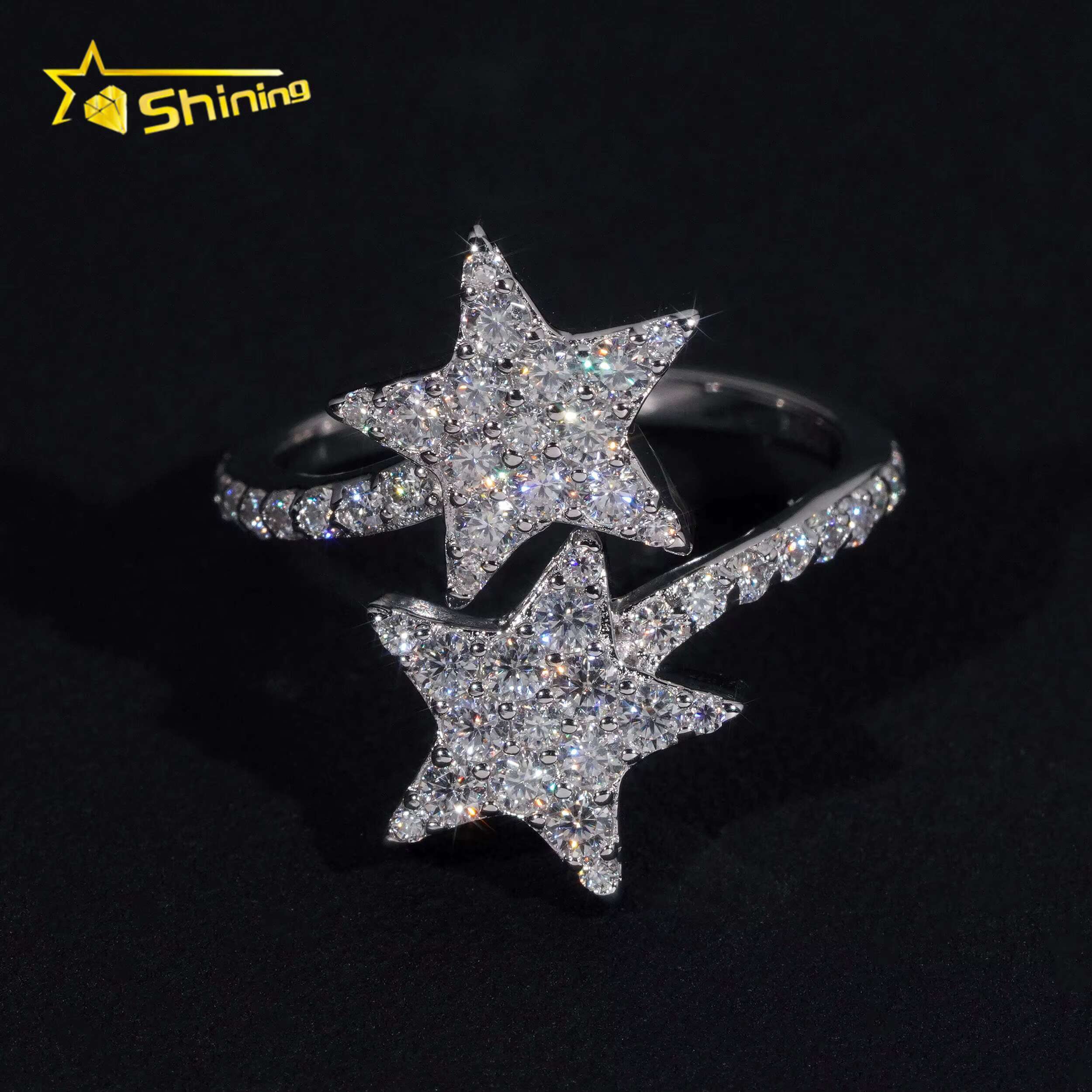 Wedding Jewelry Luxury Women Wedding Ring Pass Diamond Tester 925 Sterling Silver Round Brilliant Cut Moissanite Engagement Ring