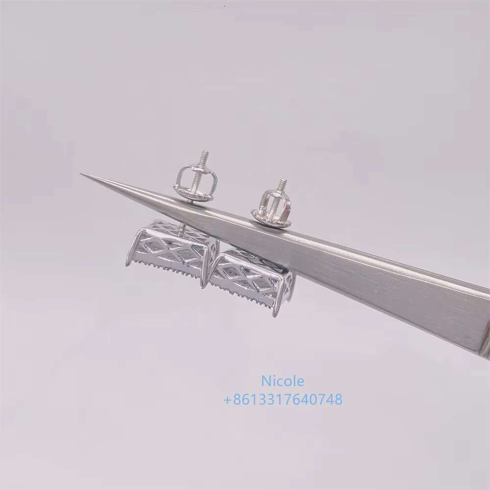 Men Jewelry Iced Out Pass Diamond Tester Moissanite New Style Silver Screw Back square Stud Earrings